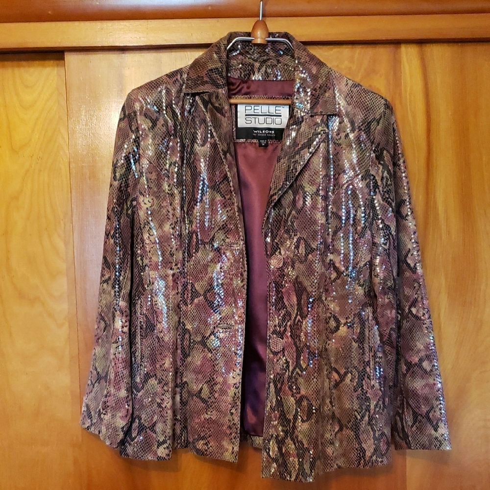 Pelle Studio Brown Python Print Blazer - image 1